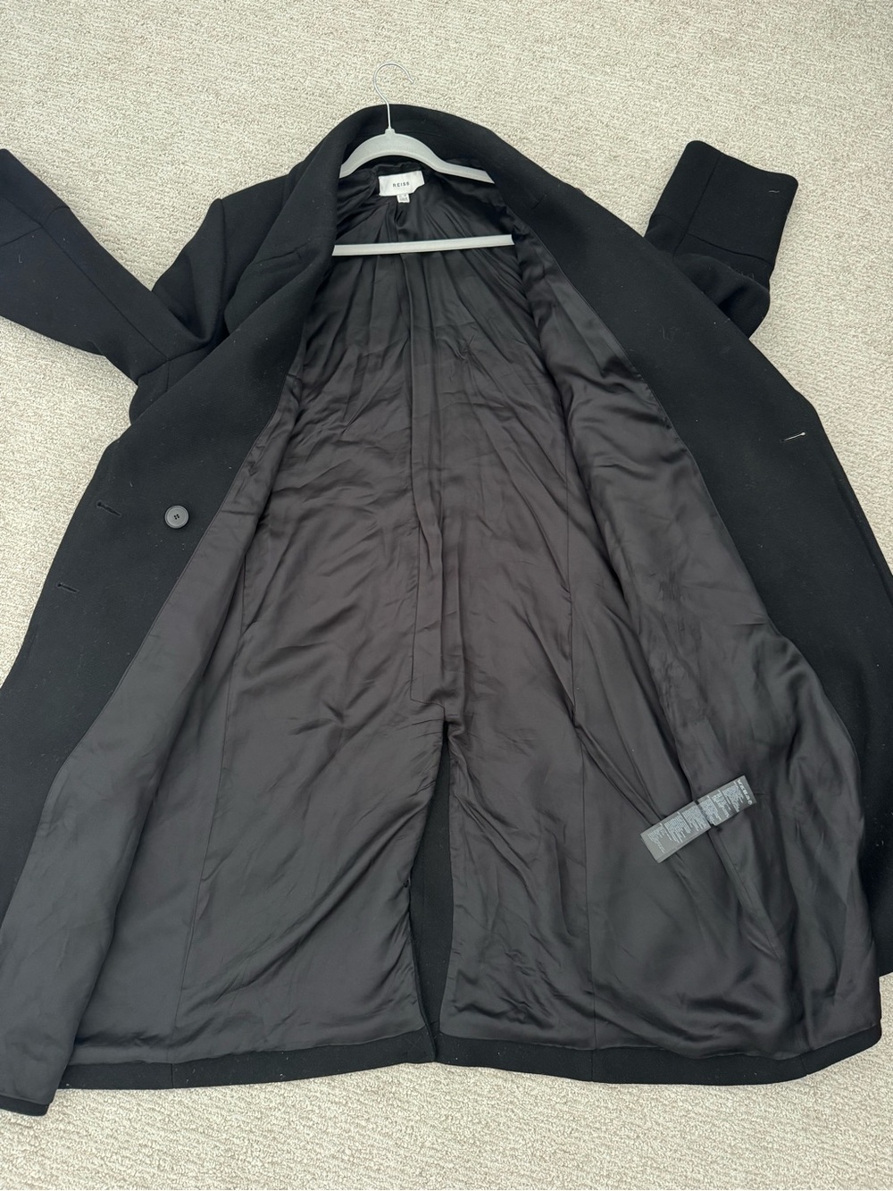 Reiss Katia Wool Blend Felt Coat In Black Size US 14/ UK 18 $625 - Picture 8 of 8